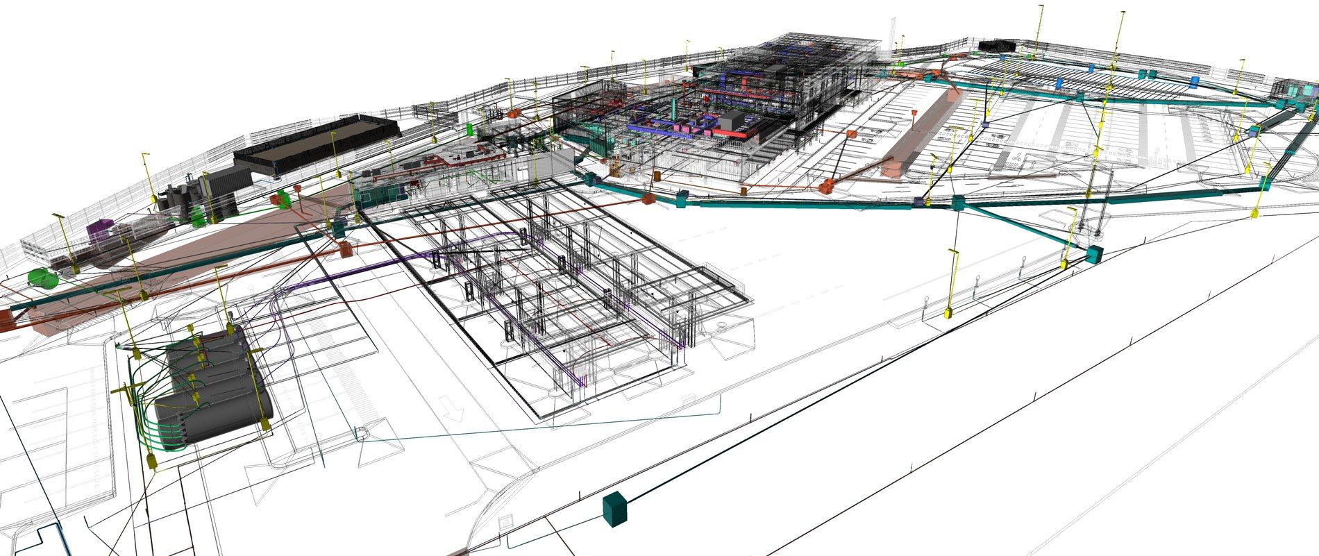 Modelo federado de la estación de servicio COPEC Casa Blanca: arquitectura, estructura, instalaciones y redes enterradas integradas en una misma vista de coordinación